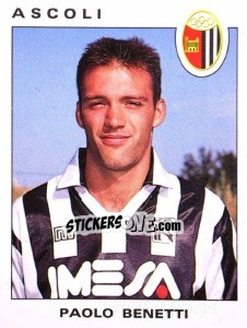 Sticker Paolo Benetti - Calciatori 1991-1992 n. 6 - Panini