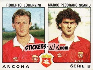 Sticker Roberto Lorenzini / Scanio Marco Pecoraro - Calciatori 1991-1992 n. 386 - Panini