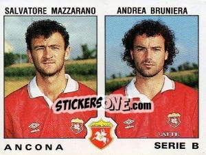 Sticker Andrea Bruniera / Salvatore Mazzarano - Calciatori 1991-1992 n. 387 - Panini