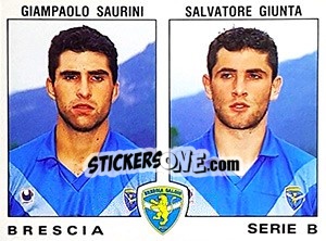 Sticker Salvatore Giunta / Giampaolo Saurini - Calciatori 1991-1992 n. 416 - Panini