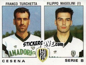 Sticker Filippo Masolini / Franco Turchetta - Calciatori 1991-1992 n. 433 - Panini