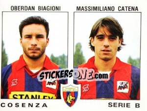 Sticker Oberdan Biagioni / Massimiliano Catena - Calciatori 1991-1992 n. 442 - Panini
