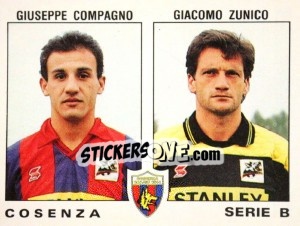 Cromo Giuseppe Compagno / Giacomo Zunico - Calciatori 1991-1992 - Panini