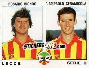 Sticker Rosario Biondo / Giampaolo Ceramicola - Calciatori 1991-1992 n. 450 - Panini