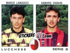 Sticker Marco Landucci / Sandro Vignini - Calciatori 1991-1992 n. 457 - Panini