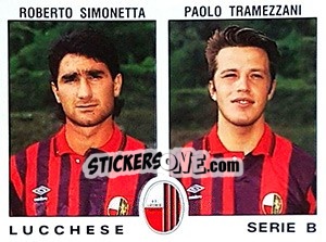 Sticker Roberto Simonetta / Paolo Tramezzani - Calciatori 1991-1992 - Panini