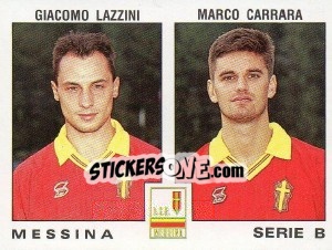 Sticker Marco Carrara / Giacomo Lazzini - Calciatori 1991-1992 - Panini