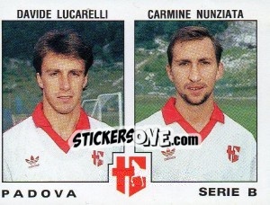Sticker Davide Lucarelli / Carmine Nunziata - Calciatori 1991-1992 n. 485 - Panini
