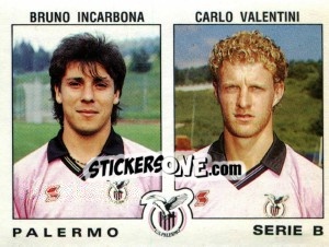 Sticker Bruno Incarbona / Carlo Valentini - Calciatori 1991-1992 n. 494 - Panini