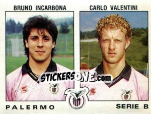 Sticker Bruno Incarbona / Carlo Valentini - Calciatori 1991-1992 - Panini