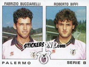 Sticker Fabrizio Bucciarelli / Roberto Biffi - Calciatori 1991-1992 n. 495 - Panini