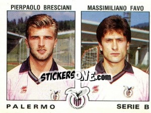 Sticker Pierpaolo Bresciani / Massimiliano Favo - Calciatori 1991-1992 n. 496 - Panini