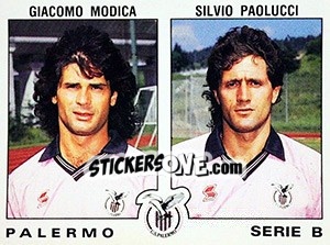 Sticker Giacomo Modica / Silvio Paolucci - Calciatori 1991-1992 n. 499 - Panini