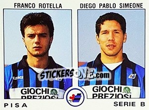 Sticker Franco Rotella / Diego Simeone - Calciatori 1991-1992 - Panini