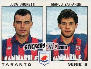 Figurina Luca Brunetti / Marco Zaffaroni - Calciatori 1991-1992 - Panini