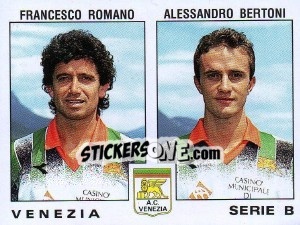 Figurina Francesco Romano / Alessandro Bertoni - Calciatori 1991-1992 - Panini