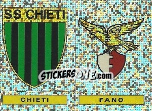 Sticker Badge Chieti / Badge Fano - Calciatori 1991-1992 n. 596 - Panini