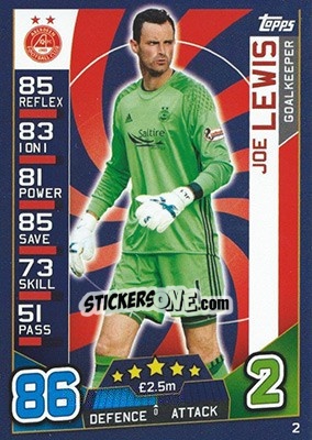Sticker Joe Lewis - SPFL 2016-2017. Match Attax n. 2 - Topps