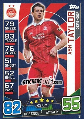 Sticker Ash Taylor - SPFL 2016-2017. Match Attax n. 3 - Topps