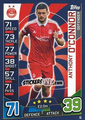 Sticker Anthony O'Connor - SPFL 2016-2017. Match Attax n. 6 - Topps