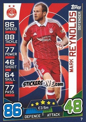 Sticker Mark Reynolds - SPFL 2016-2017. Match Attax n. 7 - Topps