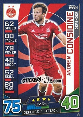 Sticker Andrew Considine - SPFL 2016-2017. Match Attax n. 8 - Topps