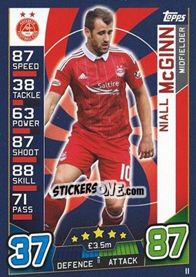 Sticker Niall McGinn - SPFL 2016-2017. Match Attax n. 11 - Topps