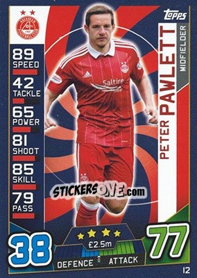 Sticker Peter Pawlett - SPFL 2016-2017. Match Attax n. 12 - Topps
