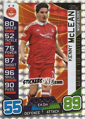 Sticker Kenny McLean - SPFL 2016-2017. Match Attax n. 14 - Topps