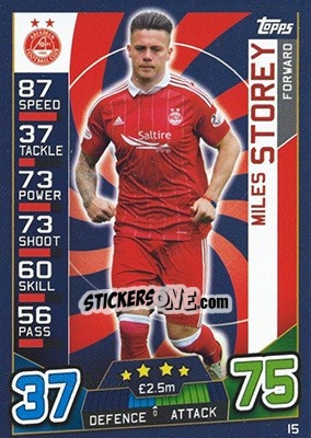 Sticker Miles Storey - SPFL 2016-2017. Match Attax n. 15 - Topps