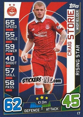 Sticker Craig Storie - SPFL 2016-2017. Match Attax n. 17 - Topps