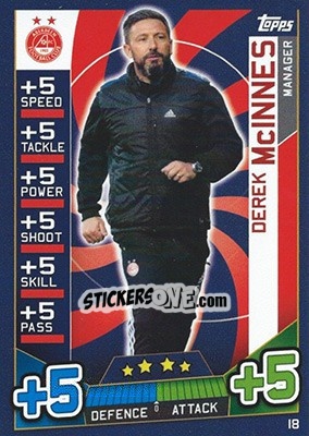 Sticker Derek McInnes - SPFL 2016-2017. Match Attax n. 18 - Topps