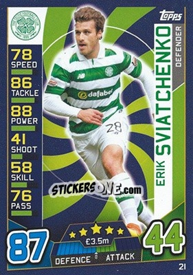 Sticker Erik Sviatchenko - SPFL 2016-2017. Match Attax n. 21 - Topps