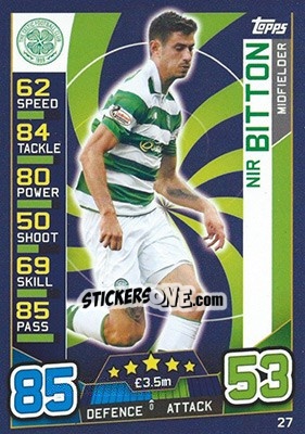 Sticker Nir Bitton - SPFL 2016-2017. Match Attax n. 27 - Topps