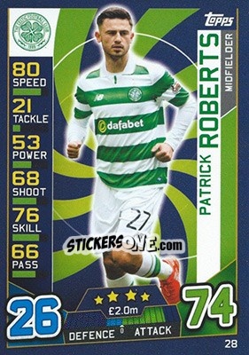 Figurina Patrick Roberts - SPFL 2016-2017. Match Attax - Topps