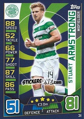Sticker Stuart Armstrong - SPFL 2016-2017. Match Attax n. 31 - Topps