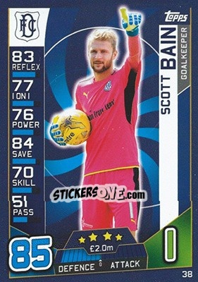 Sticker Scott Bain - SPFL 2016-2017. Match Attax n. 38 - Topps