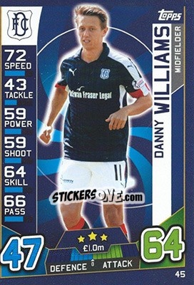 Sticker Danny Williams - SPFL 2016-2017. Match Attax n. 45 - Topps