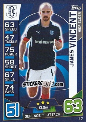 Sticker James Vincent - SPFL 2016-2017. Match Attax n. 47 - Topps