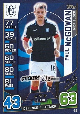 Figurina Paul McGowan - SPFL 2016-2017. Match Attax - Topps