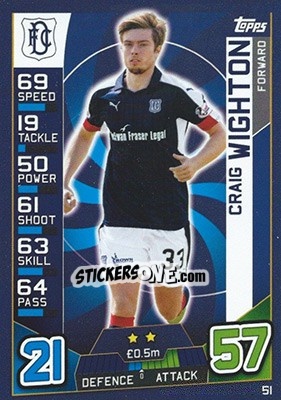 Sticker Craig Wighton - SPFL 2016-2017. Match Attax n. 51 - Topps