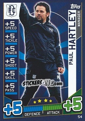 Sticker Paul Hartley - SPFL 2016-2017. Match Attax n. 54 - Topps