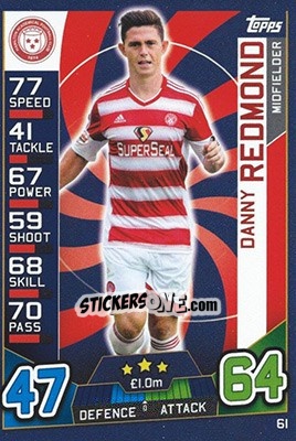 Sticker Danny Redmond - SPFL 2016-2017. Match Attax n. 61 - Topps