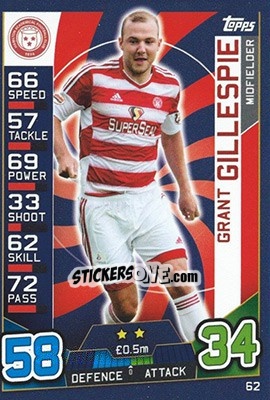 Sticker Grant Gillespie - SPFL 2016-2017. Match Attax n. 62 - Topps
