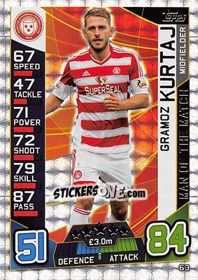 Sticker Gramoz Kurtaj - SPFL 2016-2017. Match Attax n. 63 - Topps