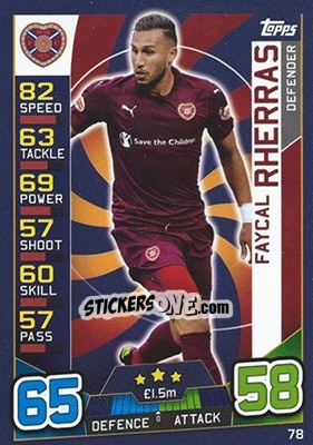 Sticker Faycal Rherras - SPFL 2016-2017. Match Attax n. 78 - Topps