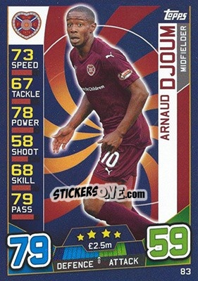 Sticker Arnaud Djoum - SPFL 2016-2017. Match Attax n. 83 - Topps