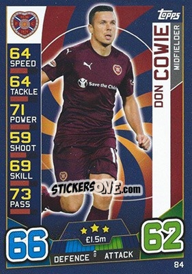 Sticker Don Cowie - SPFL 2016-2017. Match Attax n. 84 - Topps