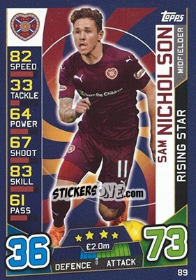 Sticker Sam Nicholson - SPFL 2016-2017. Match Attax - Topps