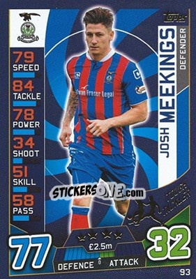 Sticker Josh Meekings - SPFL 2016-2017. Match Attax n. 93 - Topps